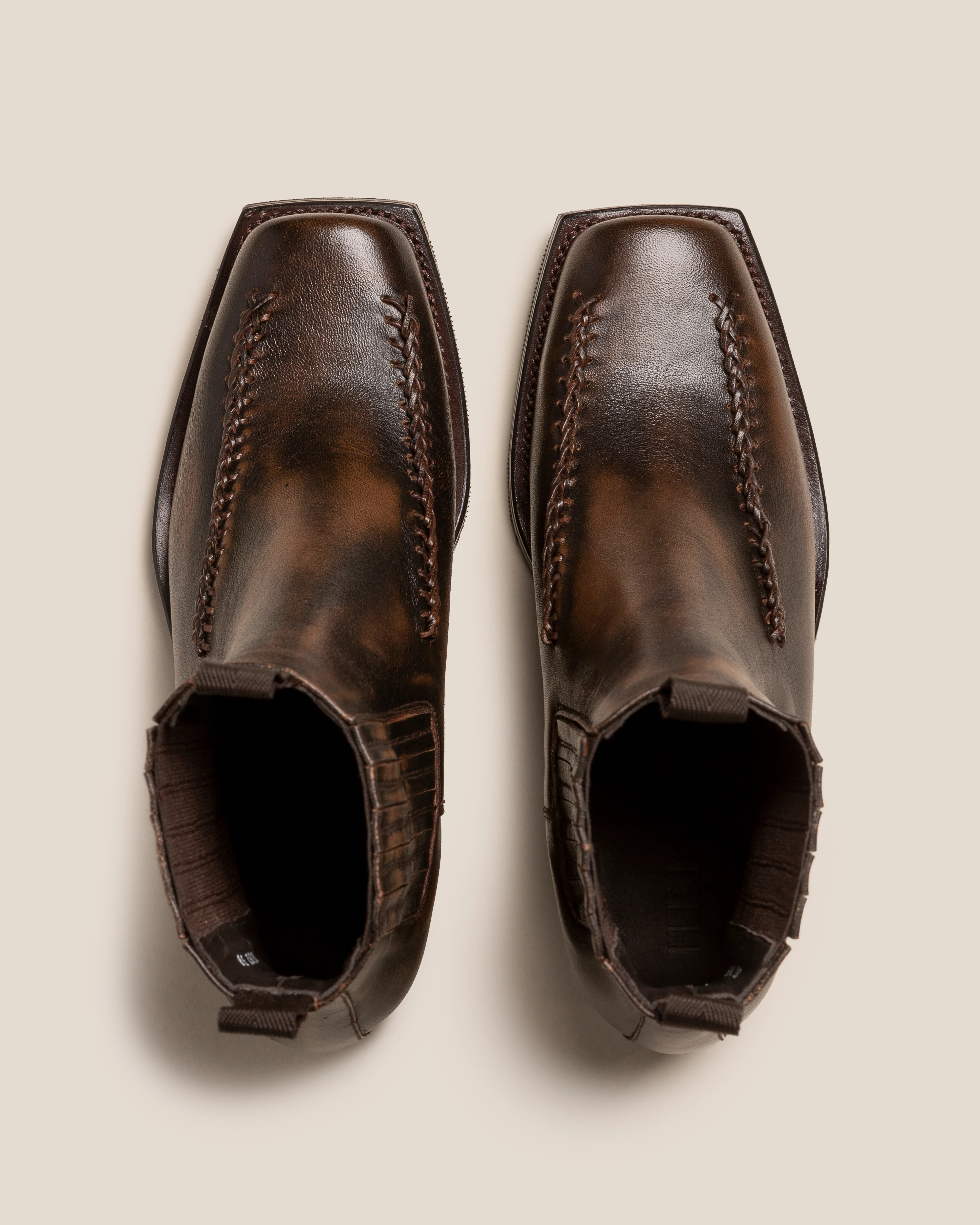 AGULLA - Men's Square-Toe Braided Detail Chelsea Boot - Image 3