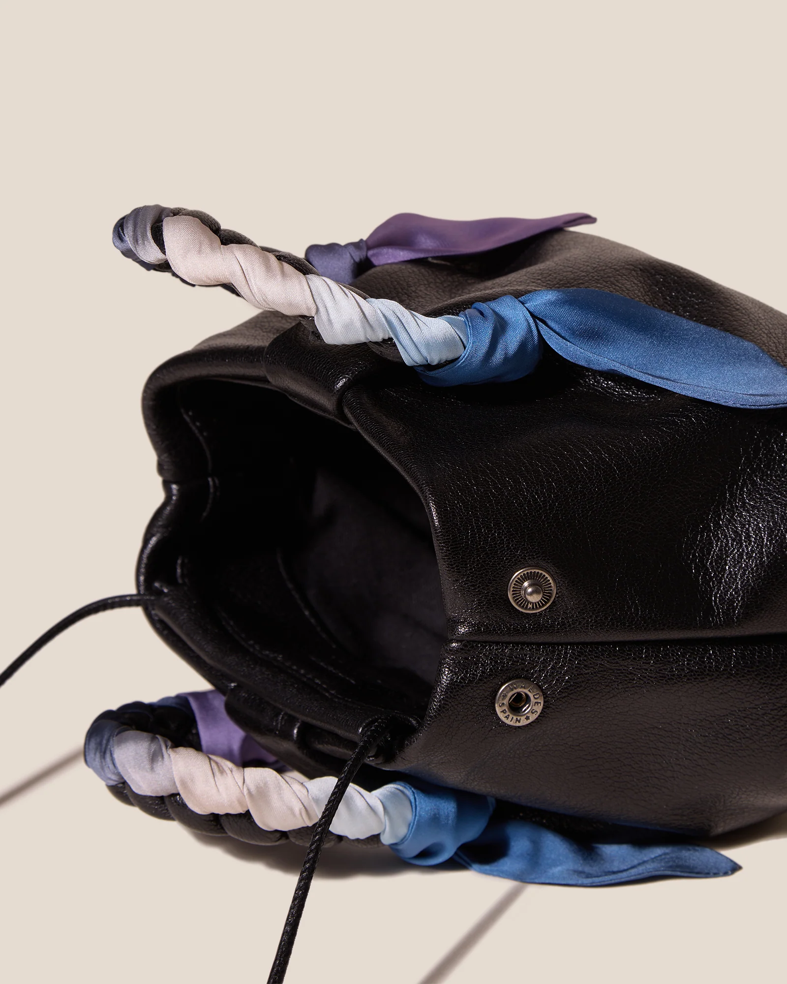 BOMBON FOULARD - Plaited-handle Leather Handbag - Image 4
