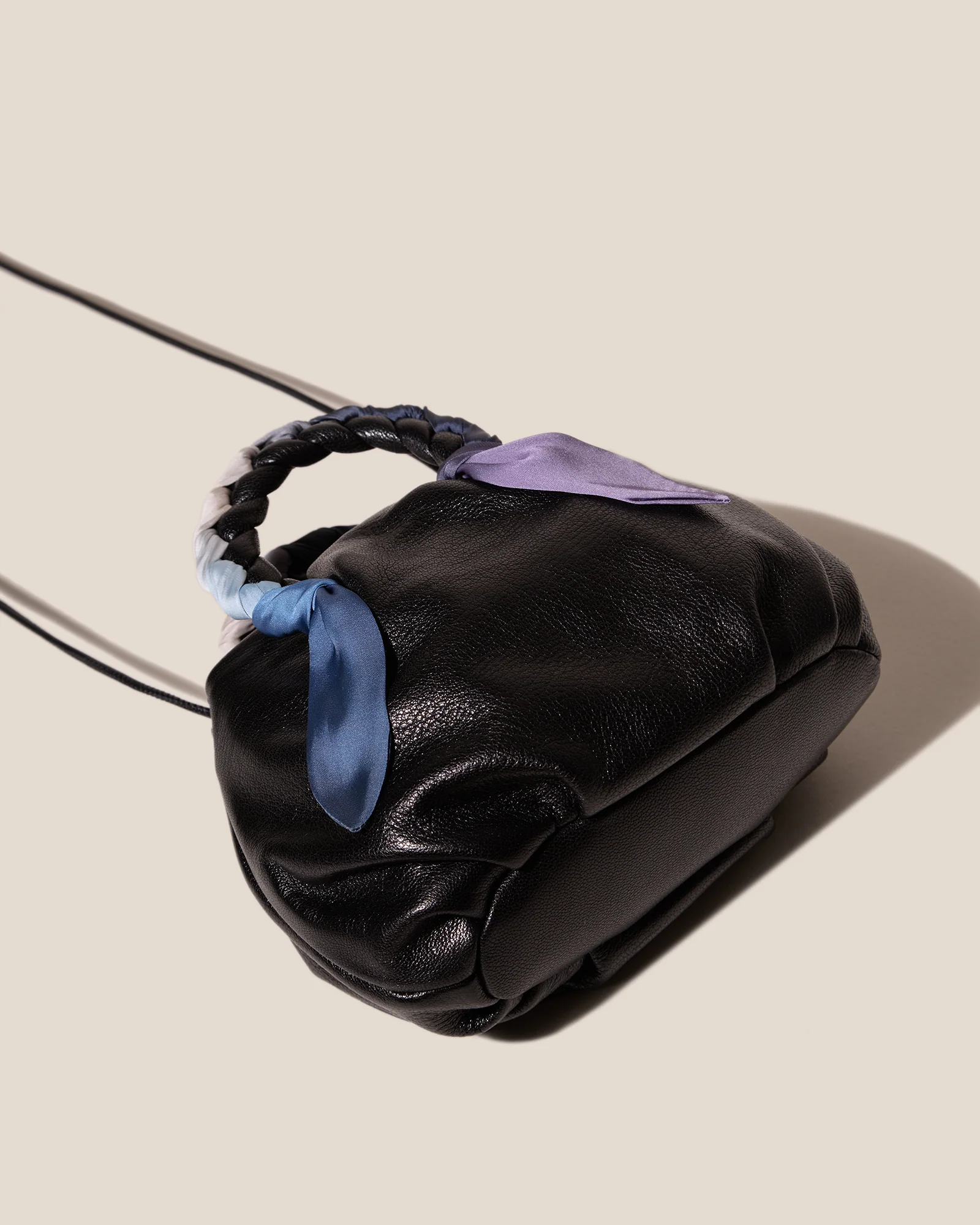 BOMBON FOULARD - Plaited-handle Leather Handbag - Image 5