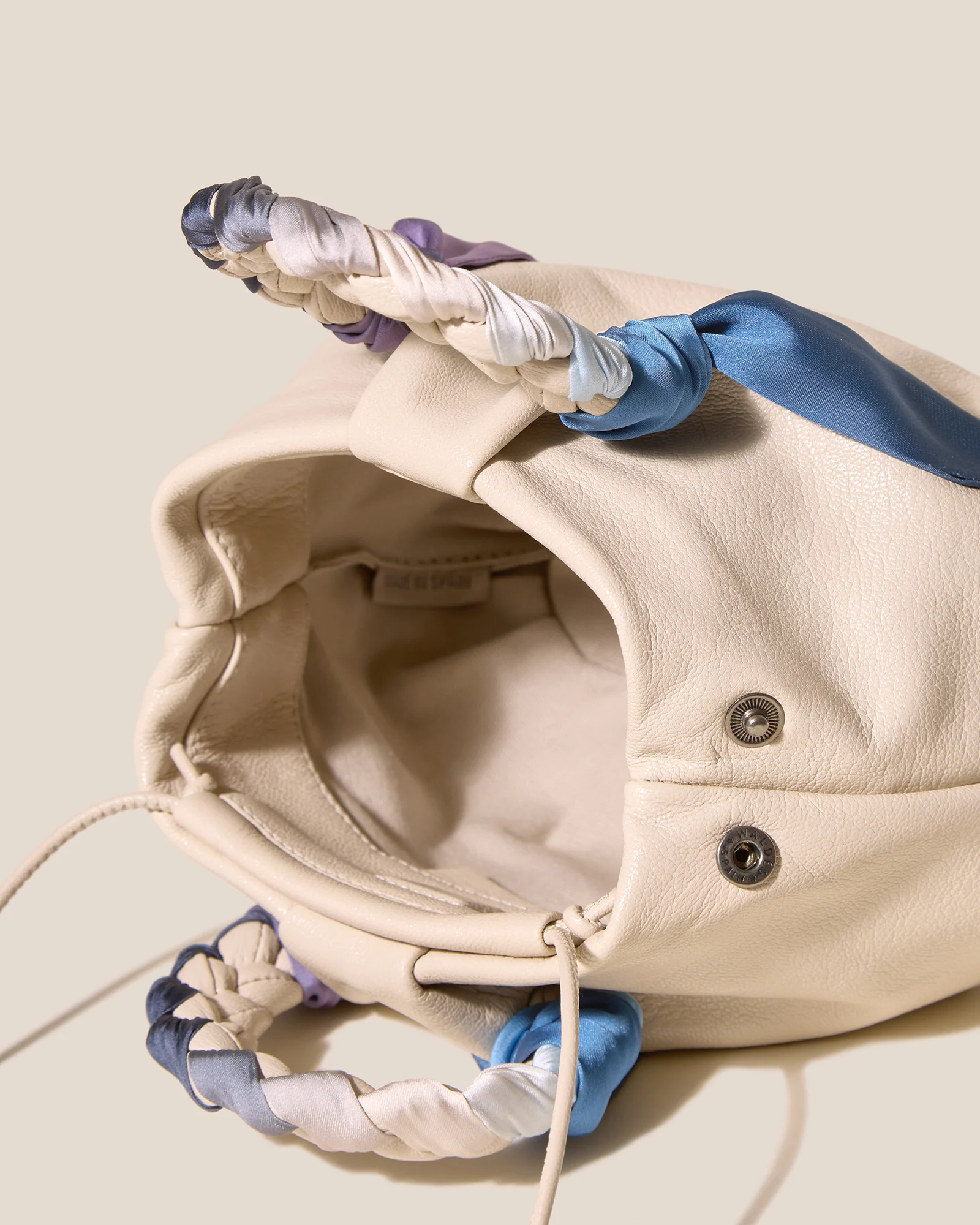 BOMBON FOULARD - Plaited-handle Leather Handbag - Image 3