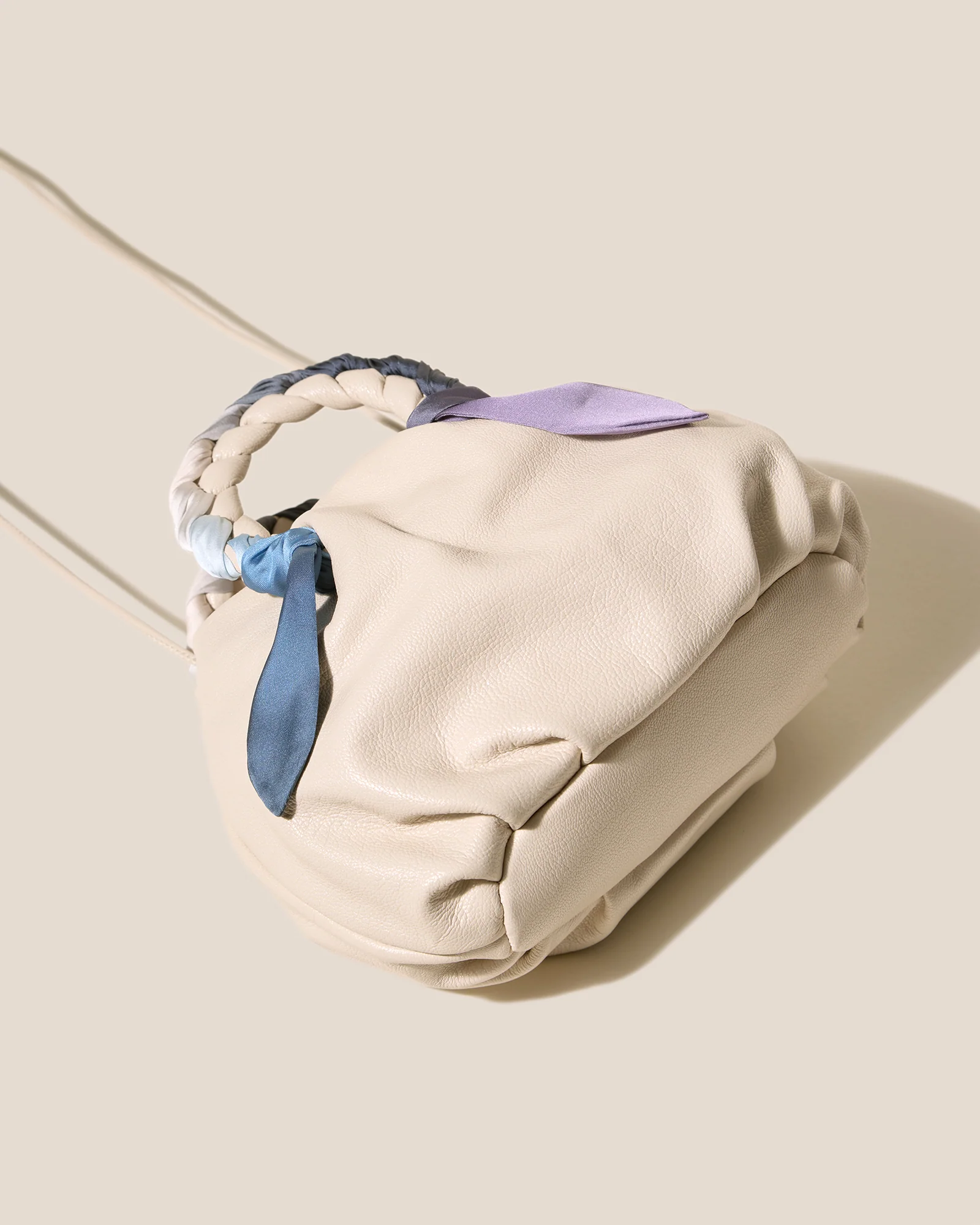 BOMBON FOULARD - Plaited-handle Leather Handbag - Image 4