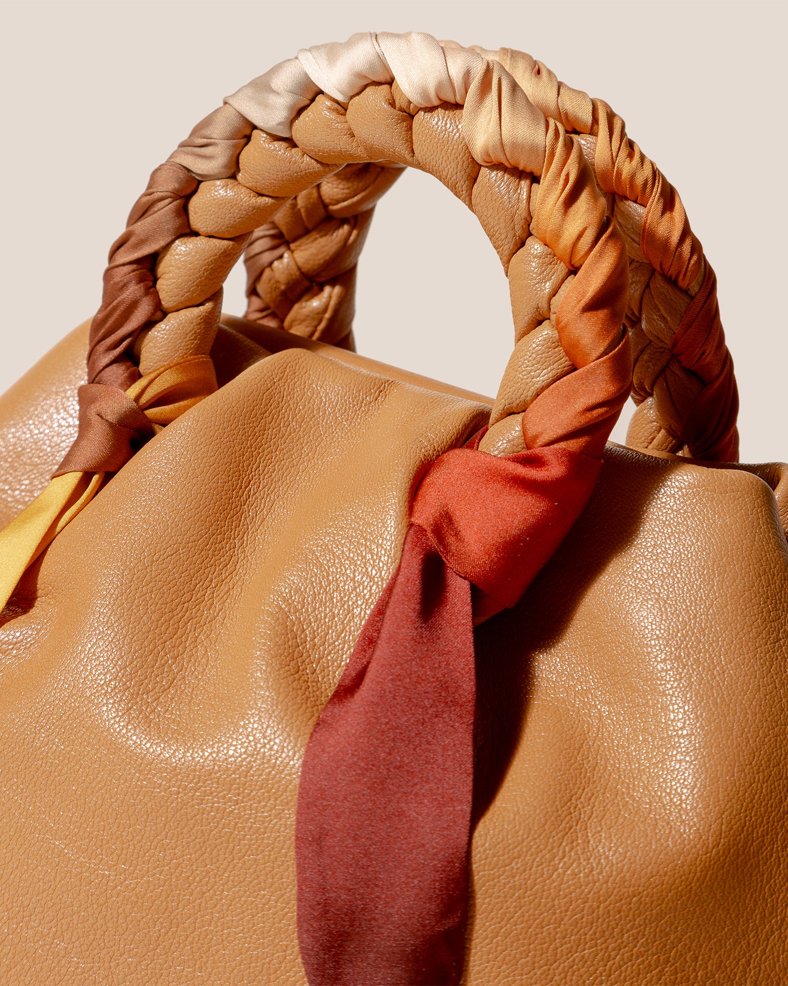 BOMBON FOULARD - Plaited-handle Leather Handbag - Image 3