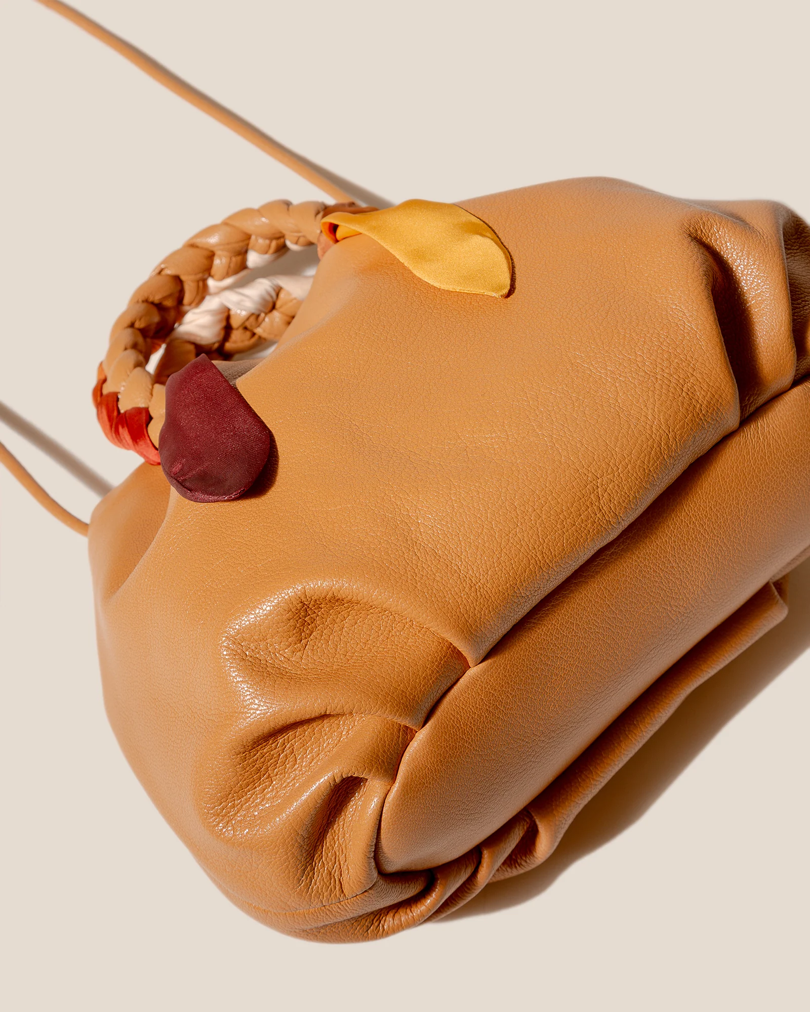 BOMBON FOULARD - Plaited-handle Leather Handbag - Image 4