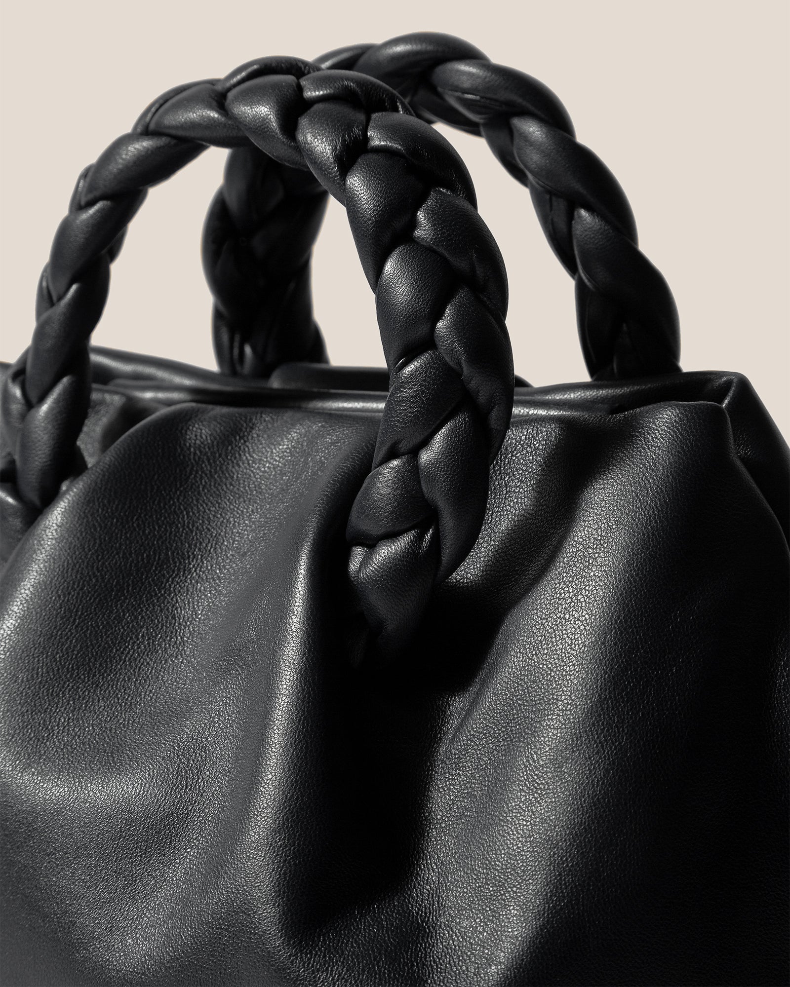 BOMBON M - Medium Plaited-handle Leather Handbag - Image 3