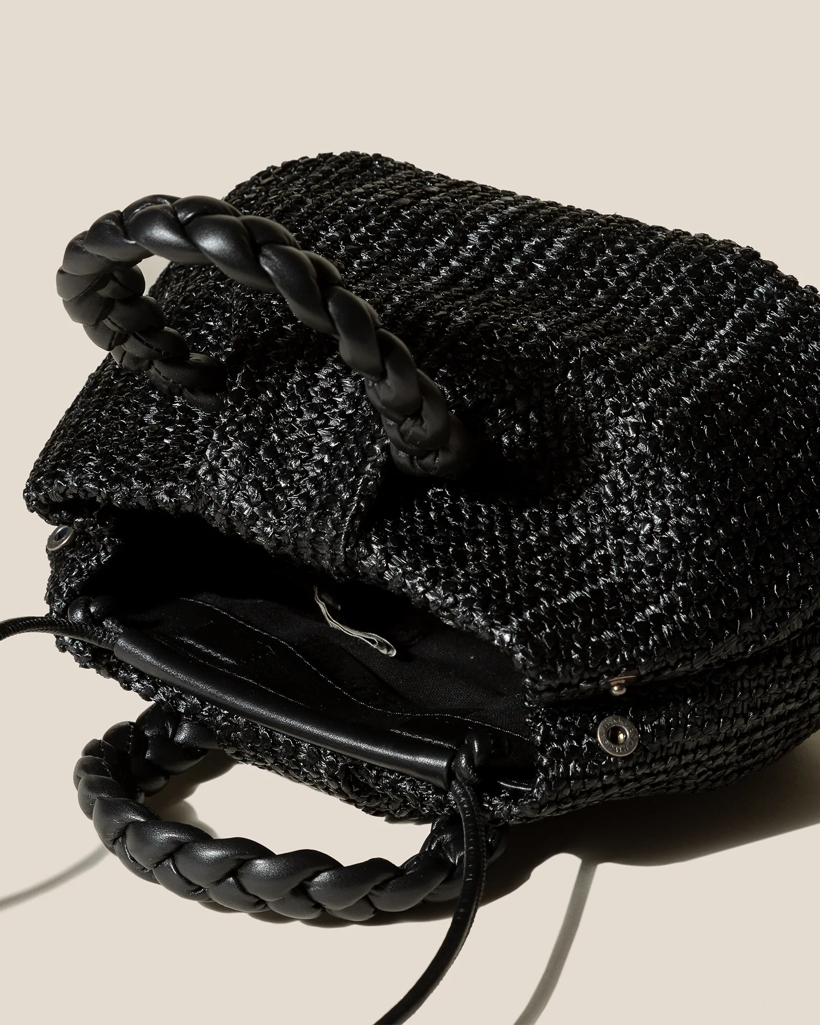 BOMBON M RAFFIA - Medium Plaited-handle Raffia Handbag - Image 3