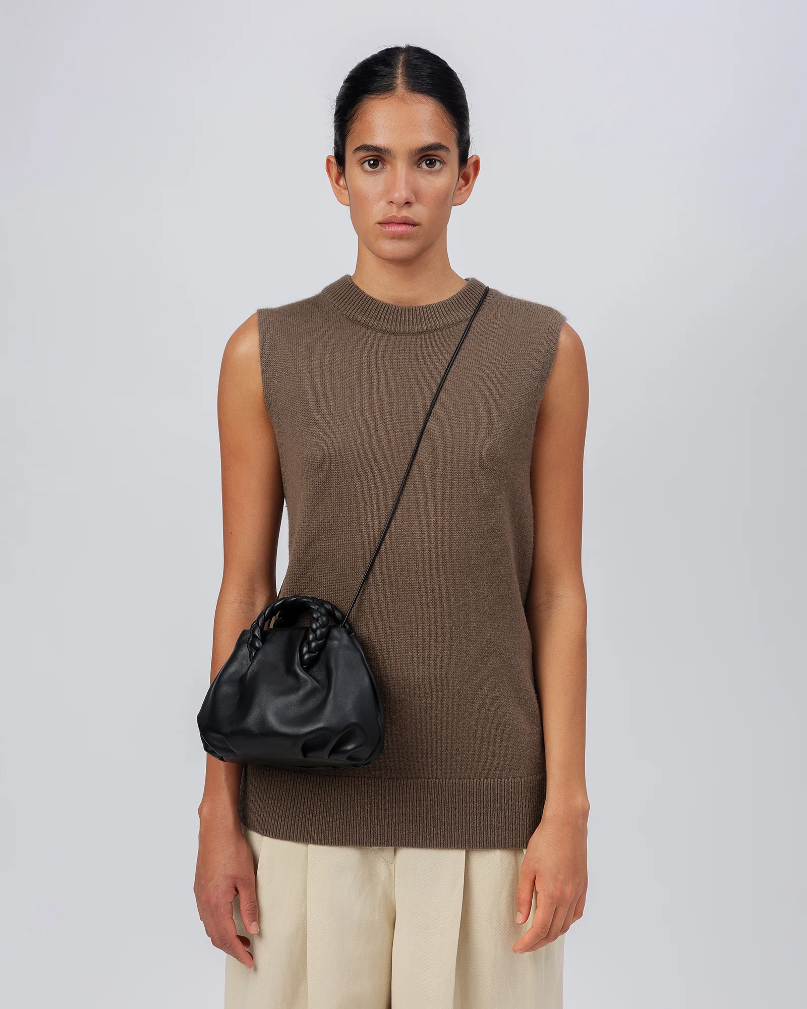 BOMBON - Plaited-handle Leather Handbag - Image 5
