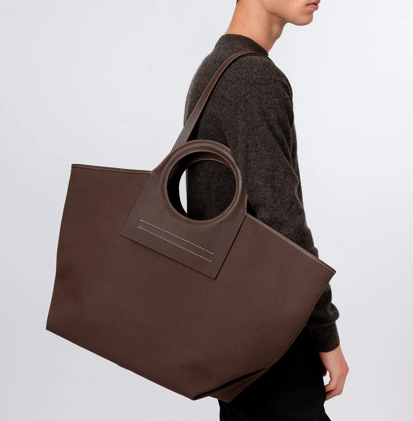 CALA L - Leather-trimmed Canvas Tote Bag - Image 6