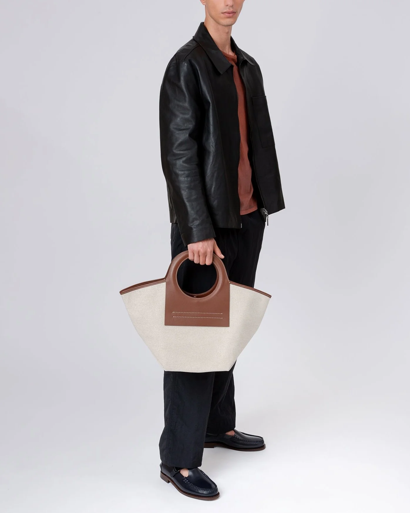 CALA S - Leather-trimmed Canvas Tote Bag - Image 7