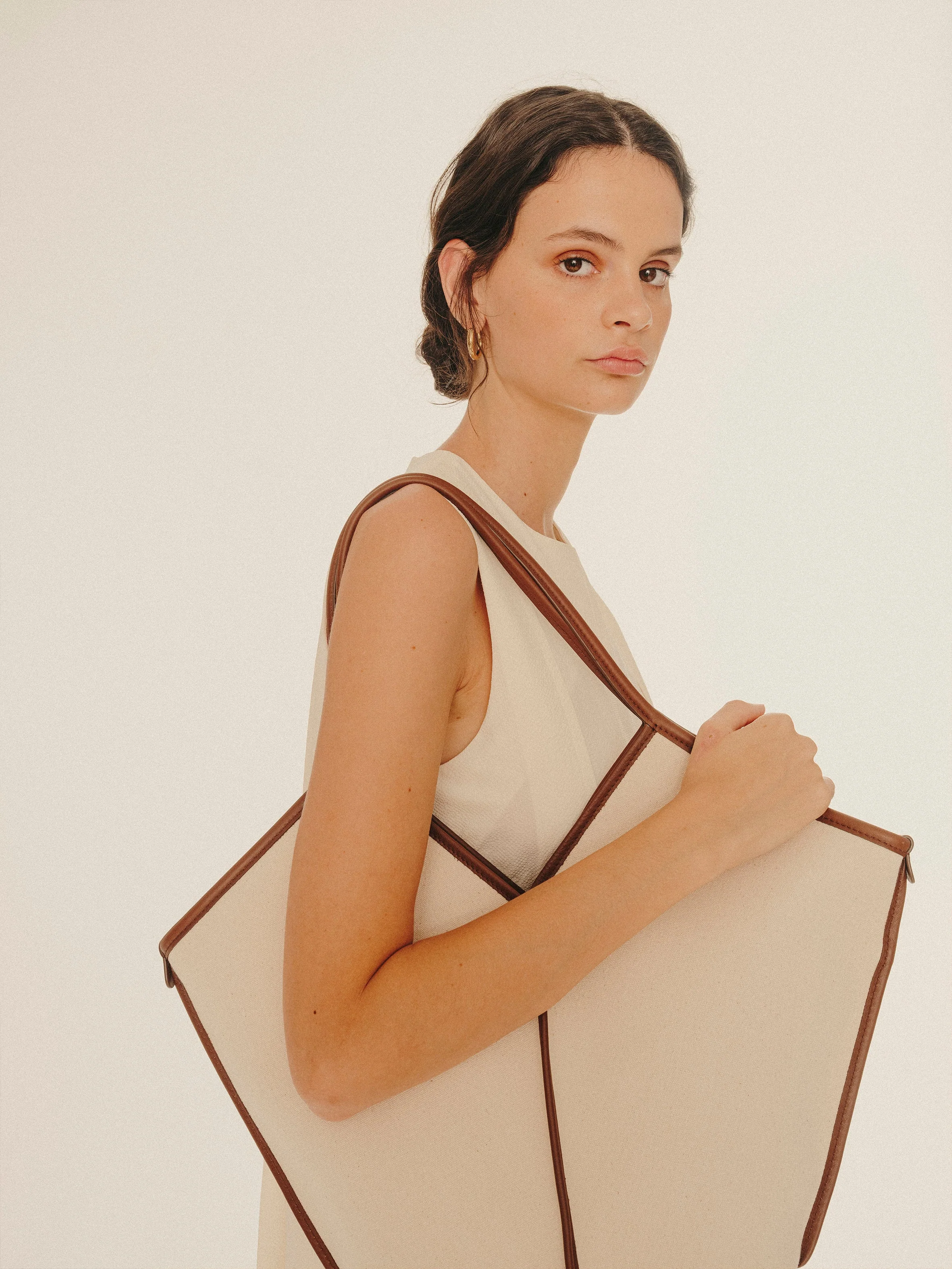 CALELLA - Leather-trimmed Organic Cotton Tote Bag - Image 6