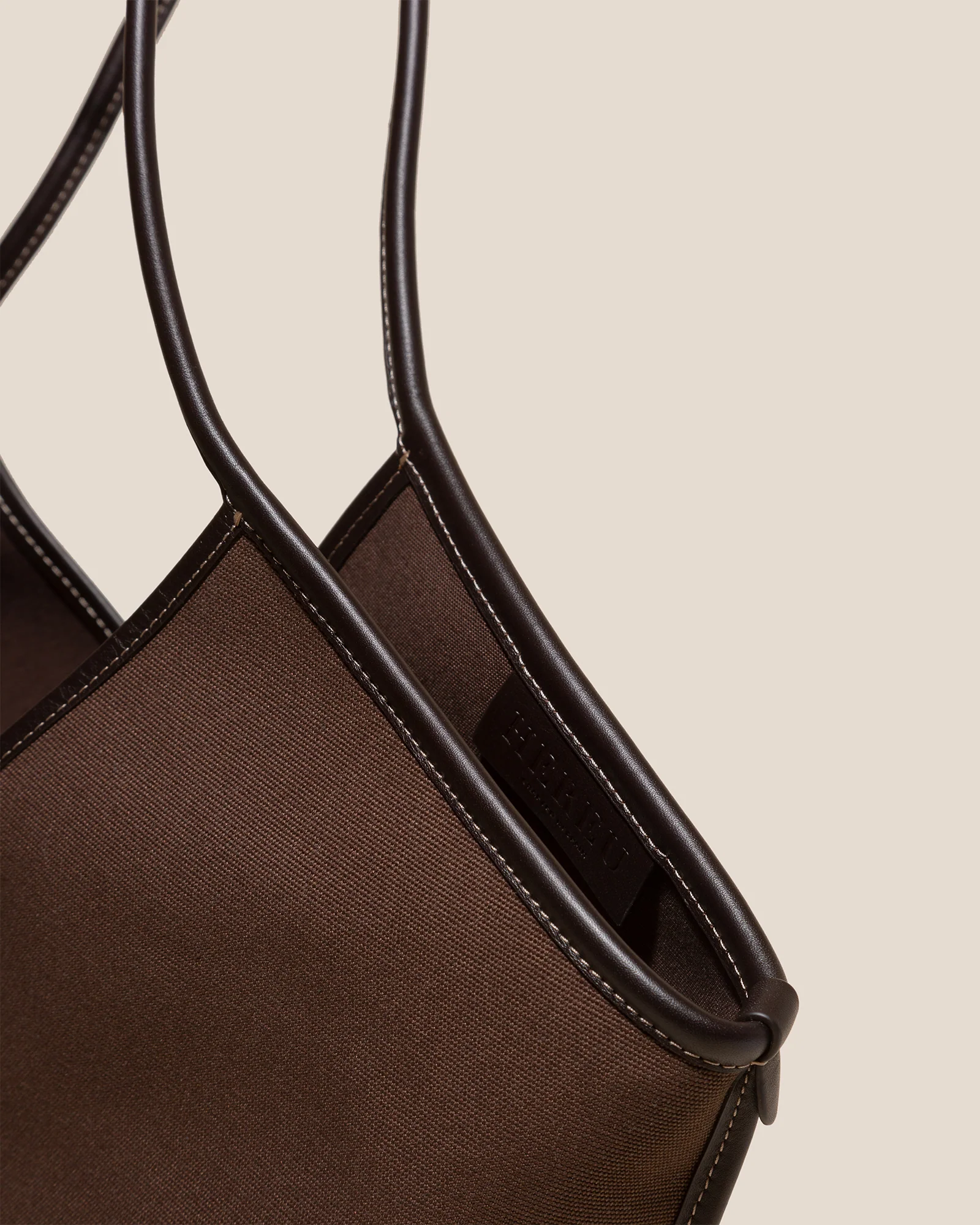 CALELLA - Leather-trimmed Organic Cotton Tote Bag - Image 3