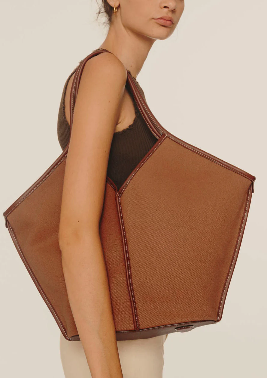 CALELLA - Leather-trimmed Organic Cotton Tote Bag - Image 5