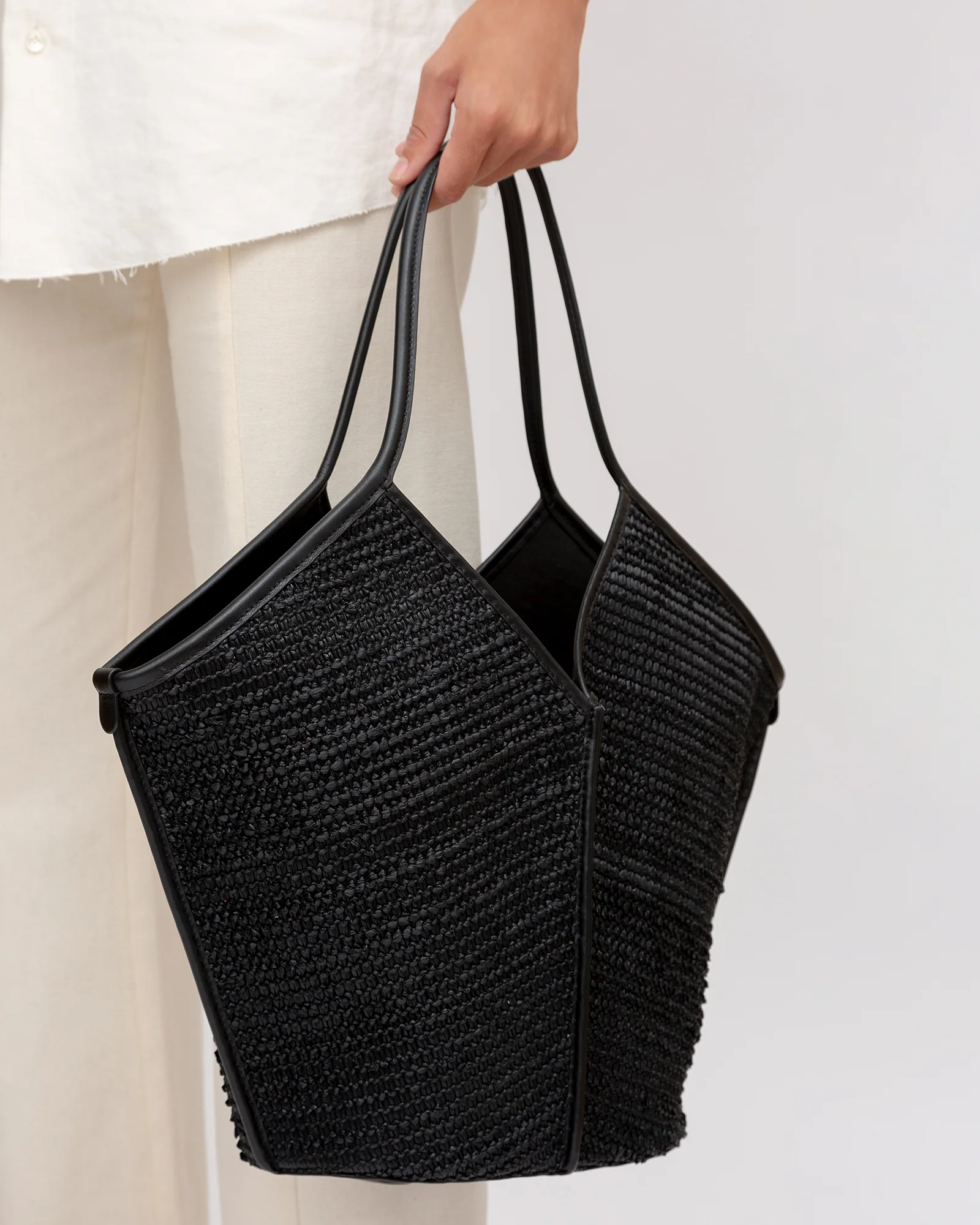 CALELLA RAFFIA - Leather-trimmed Tote Bag - Image 6