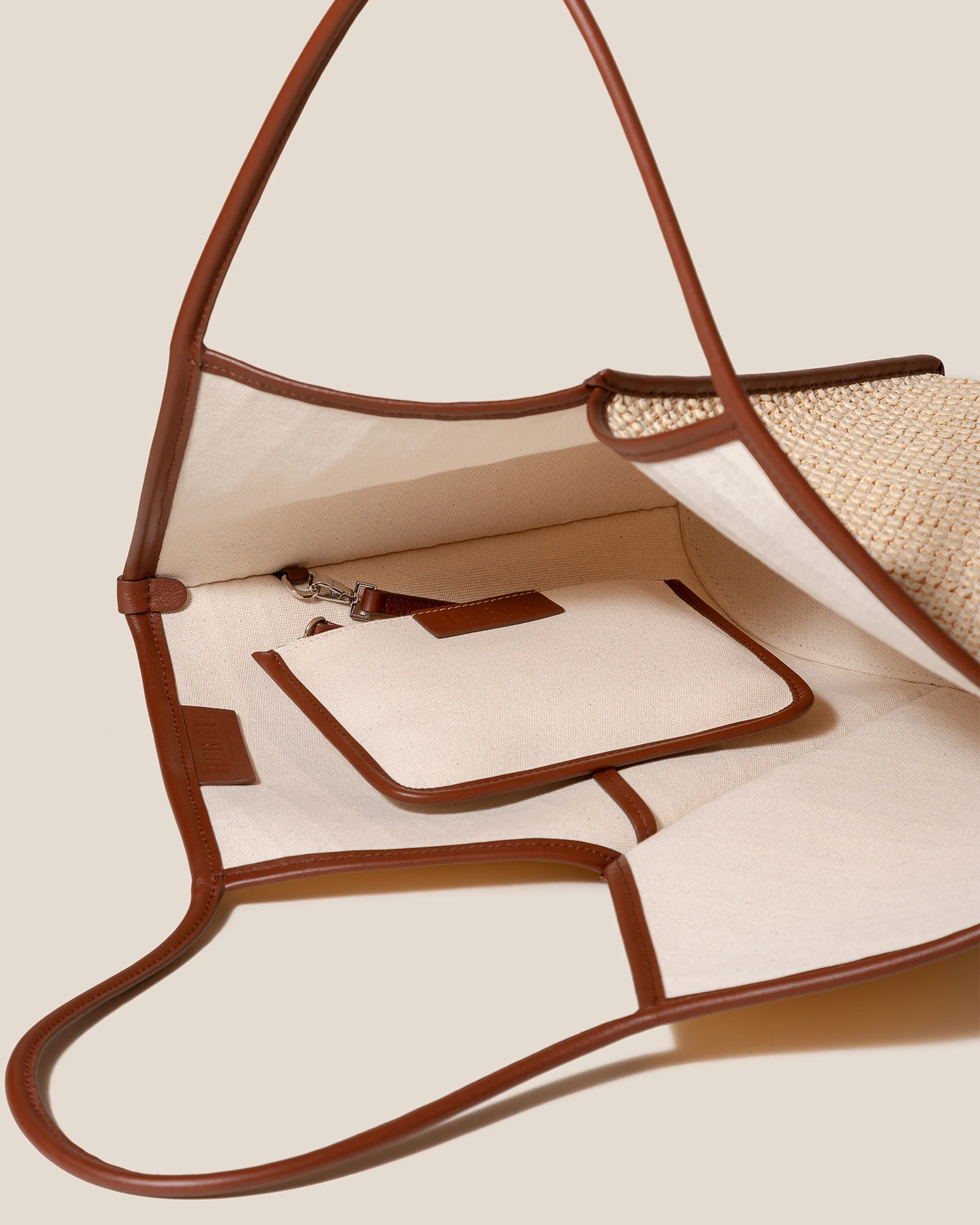 CALELLA RAFFIA - Leather-trimmed Tote Bag - Image 4