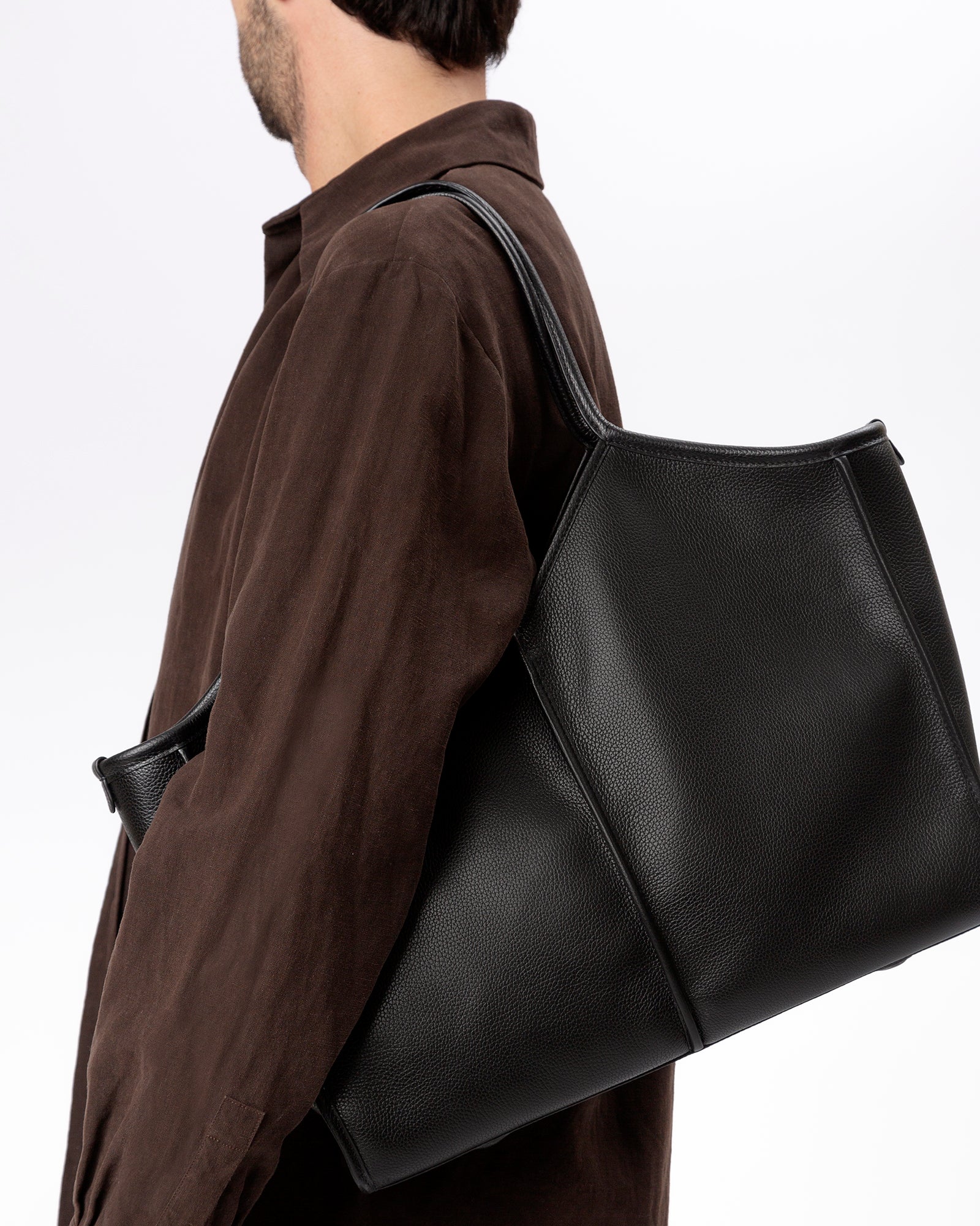 CALELLA SQUARED MEDIUM GRAINY - Leather-trimmed Tote Bag - Image 6