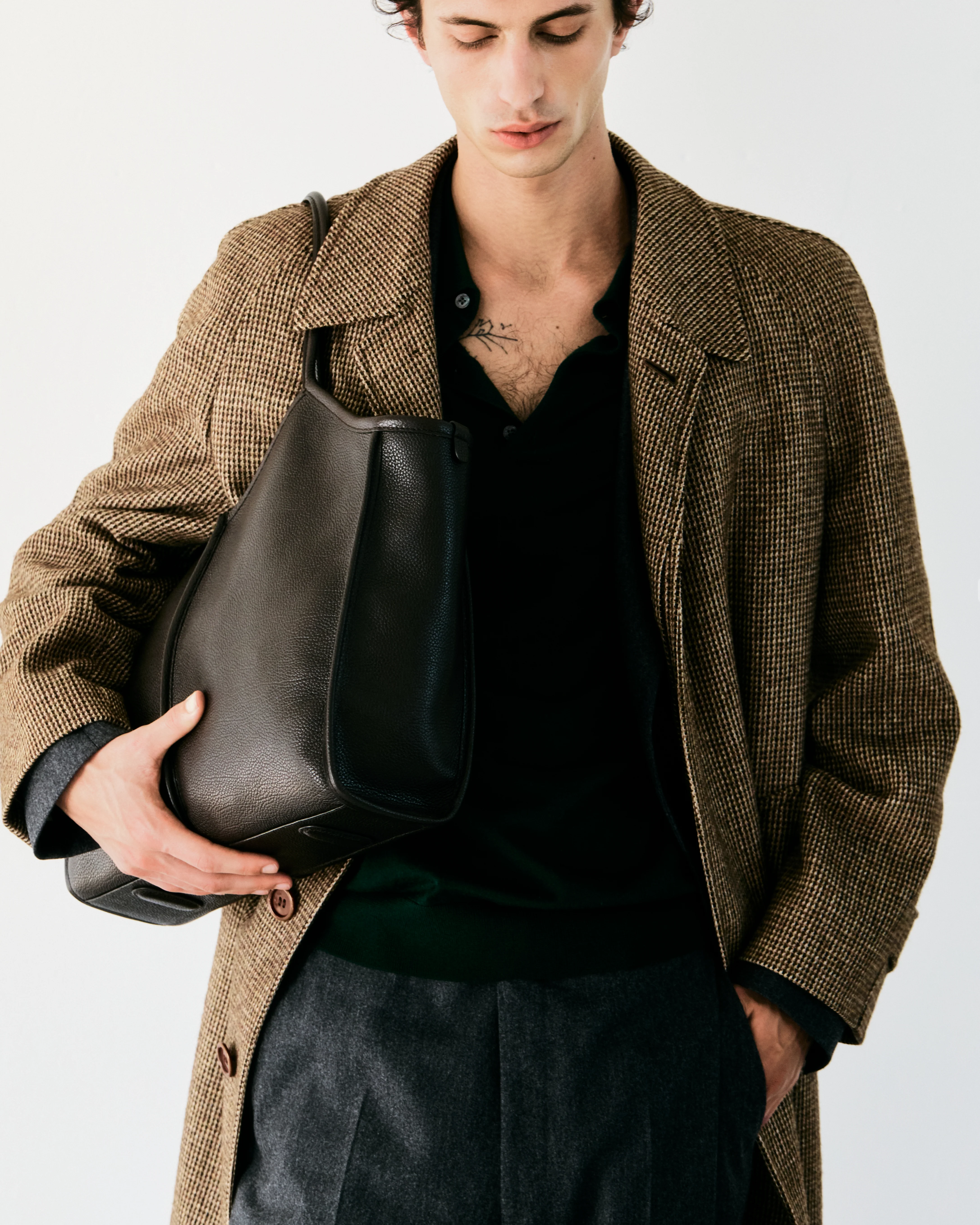 CALELLA SQUARED MEDIUM GRAINY - Leather-trimmed Tote Bag - Image 2