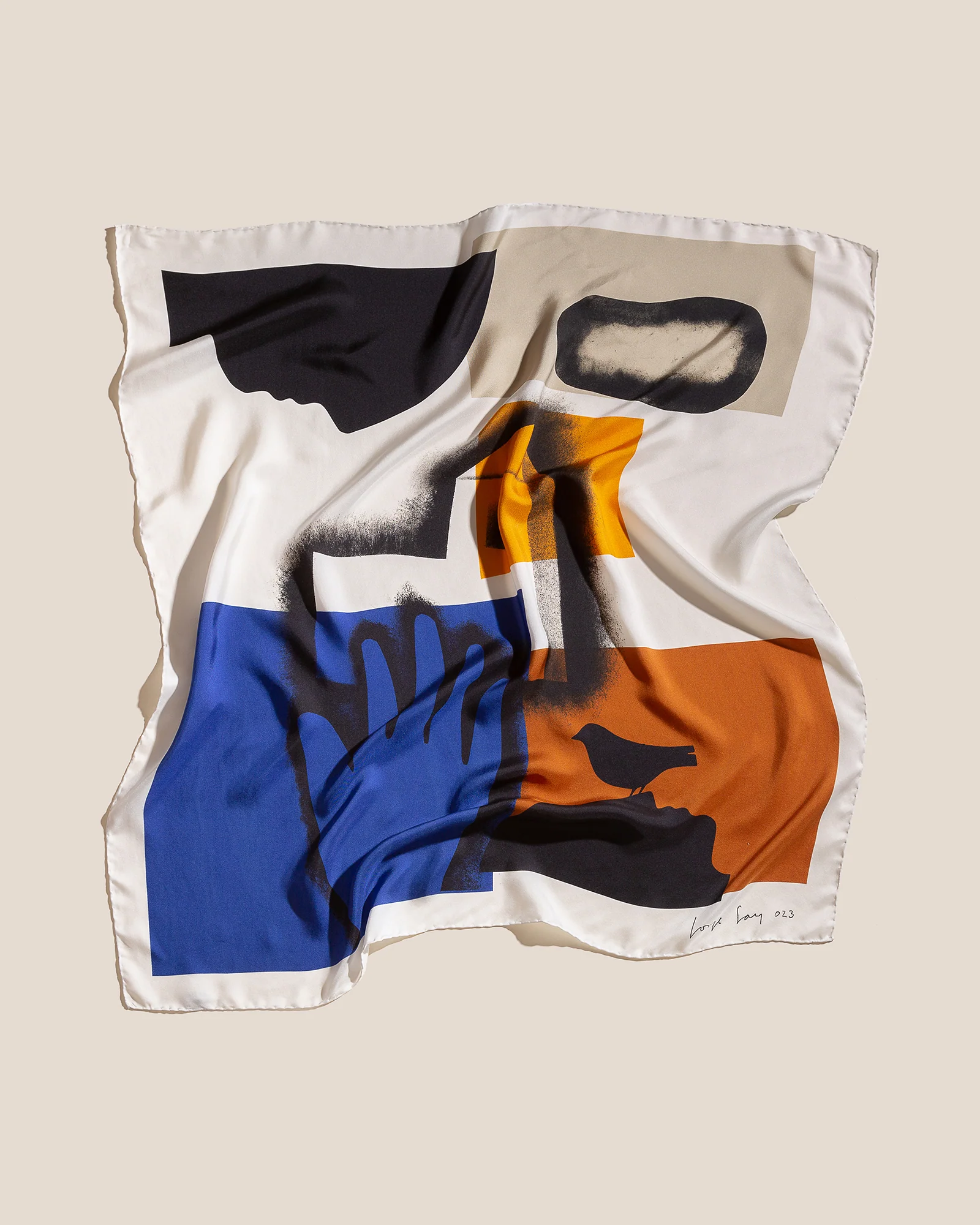 "Los Fugaces Párpados" Handkerchief - Limited Edition Silk Handkerchief of Artwork by Jorge Gay - Image 2